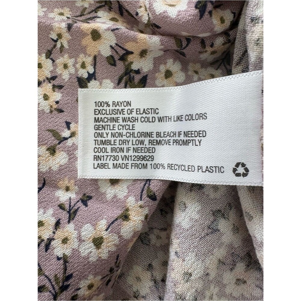 Knox Rose XL Floral Boho Tunic Top Mauve Rayon Smocked Front 3/4 Sleeve - Picture 5 of 6